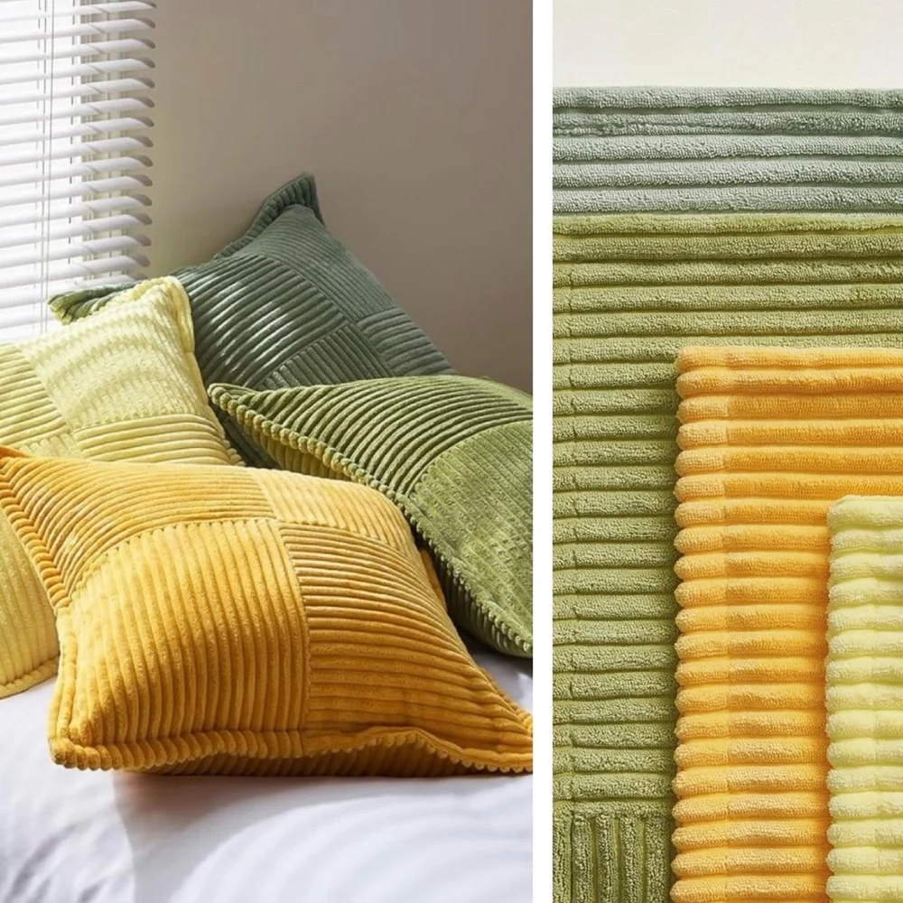 New West Elm (Set 4) Boho Velvet Corduroy Throw Pillow Cover Case Sham 18